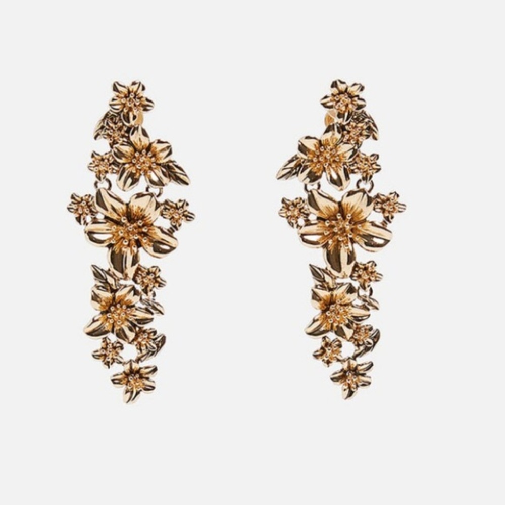 Zara Metal Flower Drop earrings